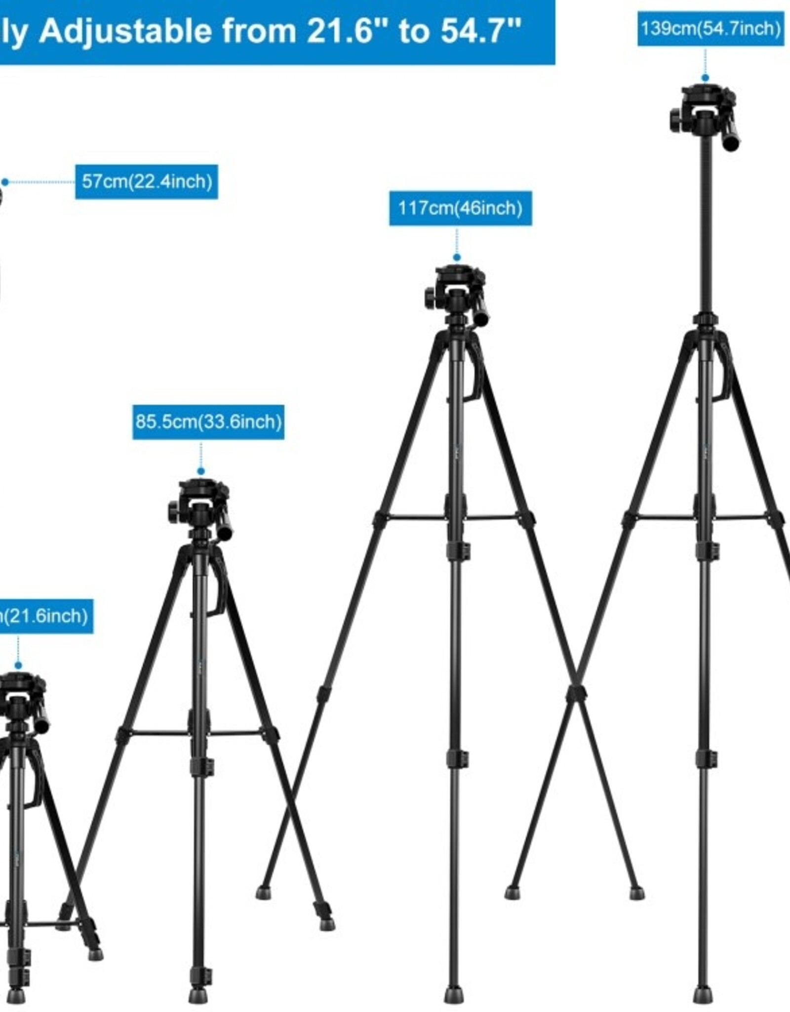PULUZ Aluminum Selfie Live Tripod Mount with Three-dimensional Head & Phone Clamp