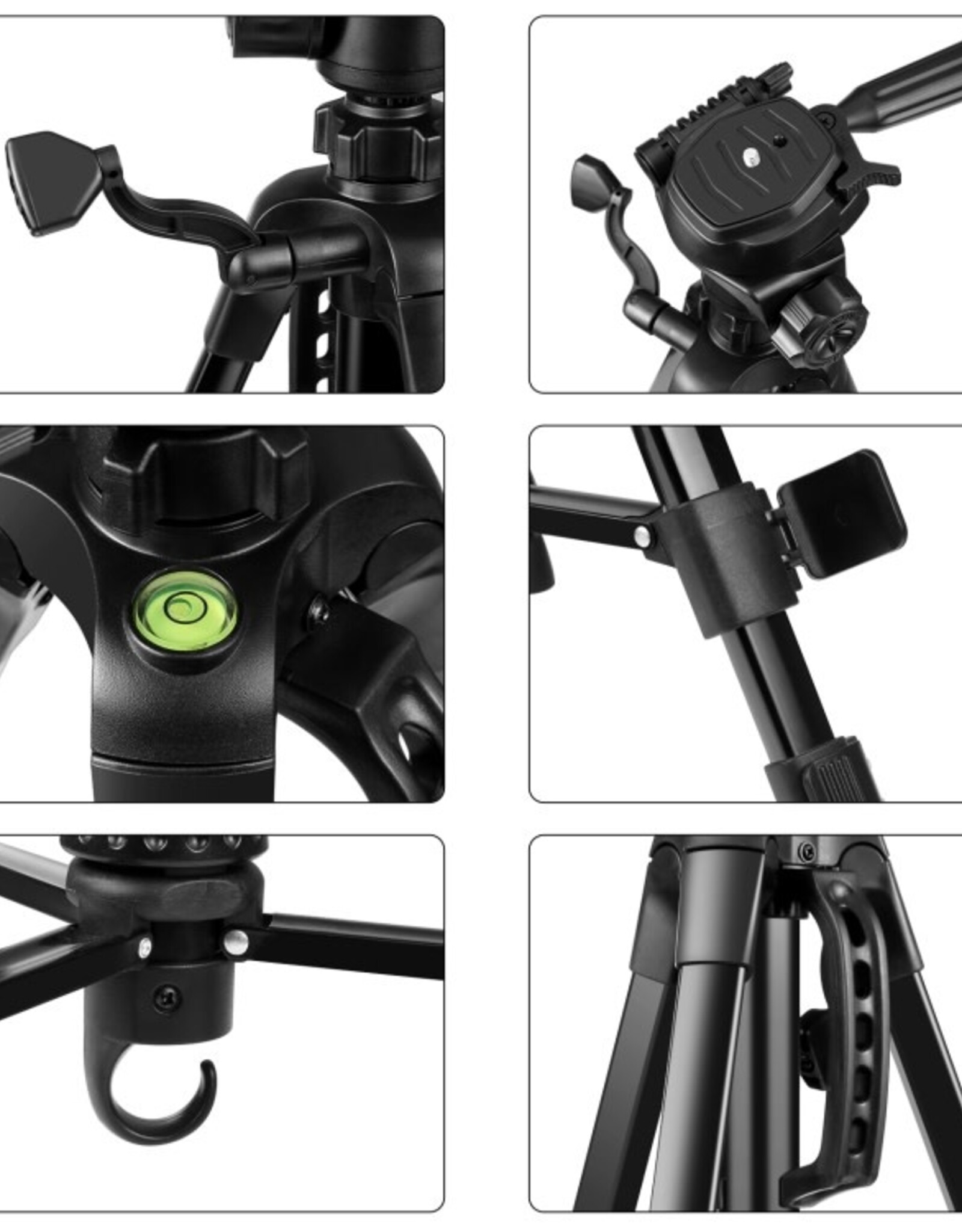 PULUZ Aluminum Selfie Live Tripod Mount with Three-dimensional Head & Phone Clamp