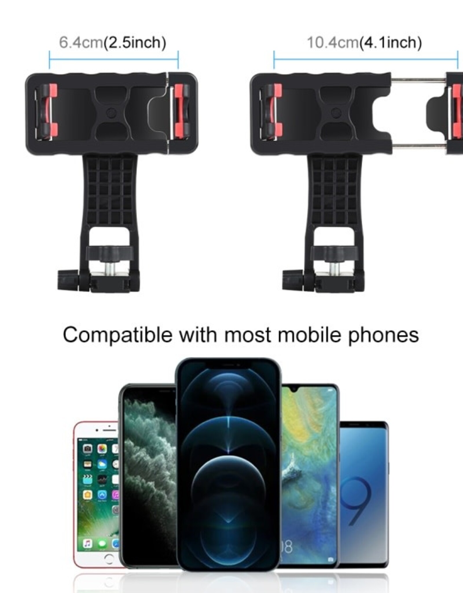 PULUZ 360 Degree Rotating Horizontal Vertical Shooting Phone ABS Clamp Holder Bracket For iPhone, Galaxy, Huawei, Xiaomi, Sony, HTC, Google and other Smartphones