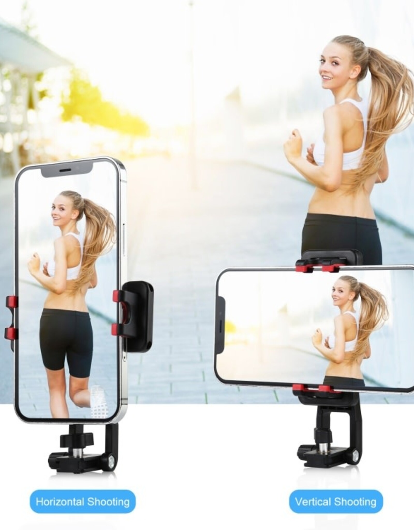 PULUZ 360 Degree Rotating Horizontal Vertical Shooting Phone ABS Clamp Holder Bracket For iPhone, Galaxy, Huawei, Xiaomi, Sony, HTC, Google and other Smartphones