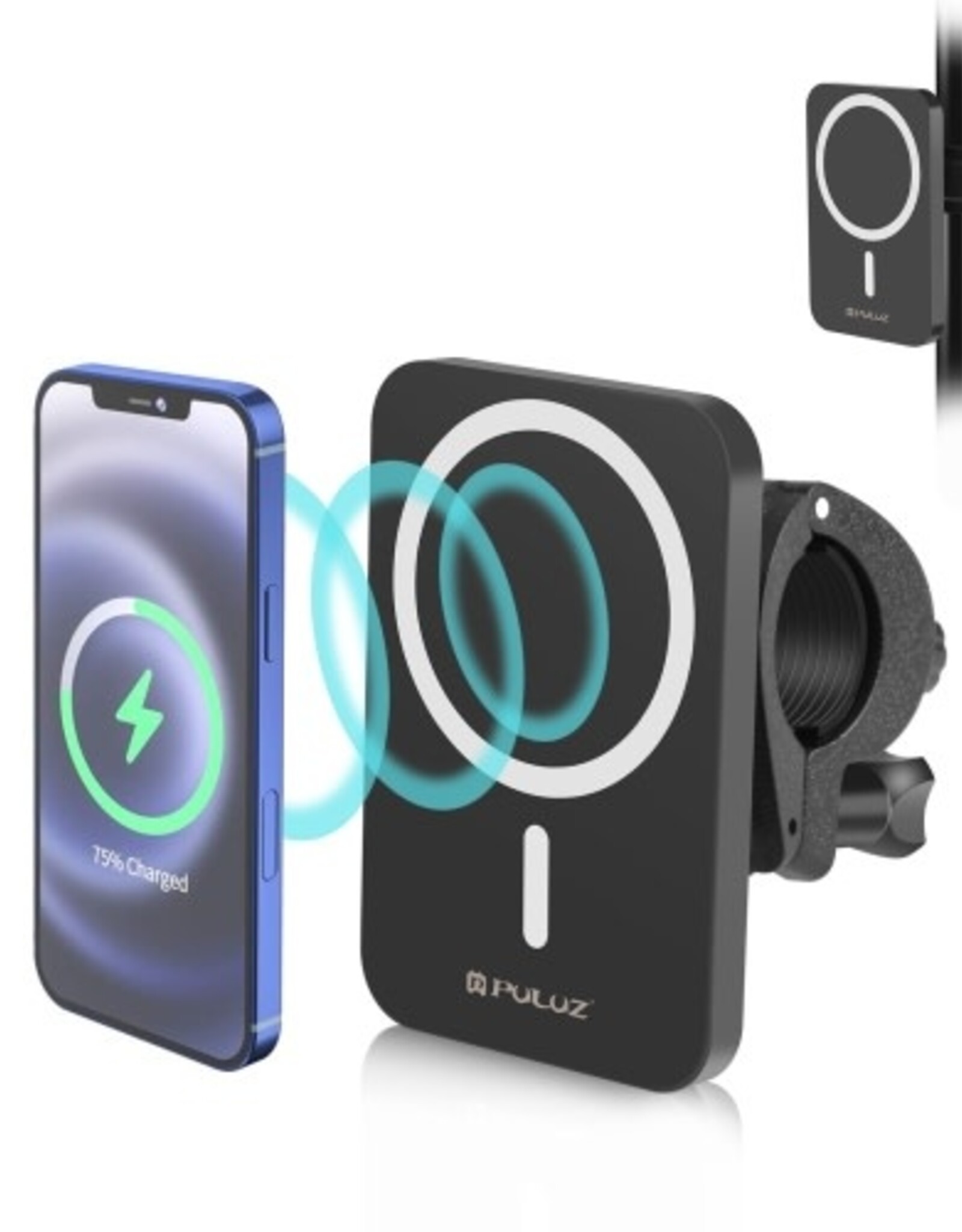 PULUZ 15W Magnetic Qi Wireless Charger Vlogging Phone Clamp Holder