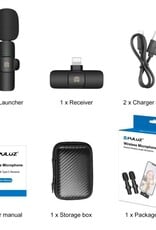 PULUZ Wireless Lavalier Noise Reduction Reverb Microphones for iPhone / iPad, 8-Pin Receiver and Dual Microphones