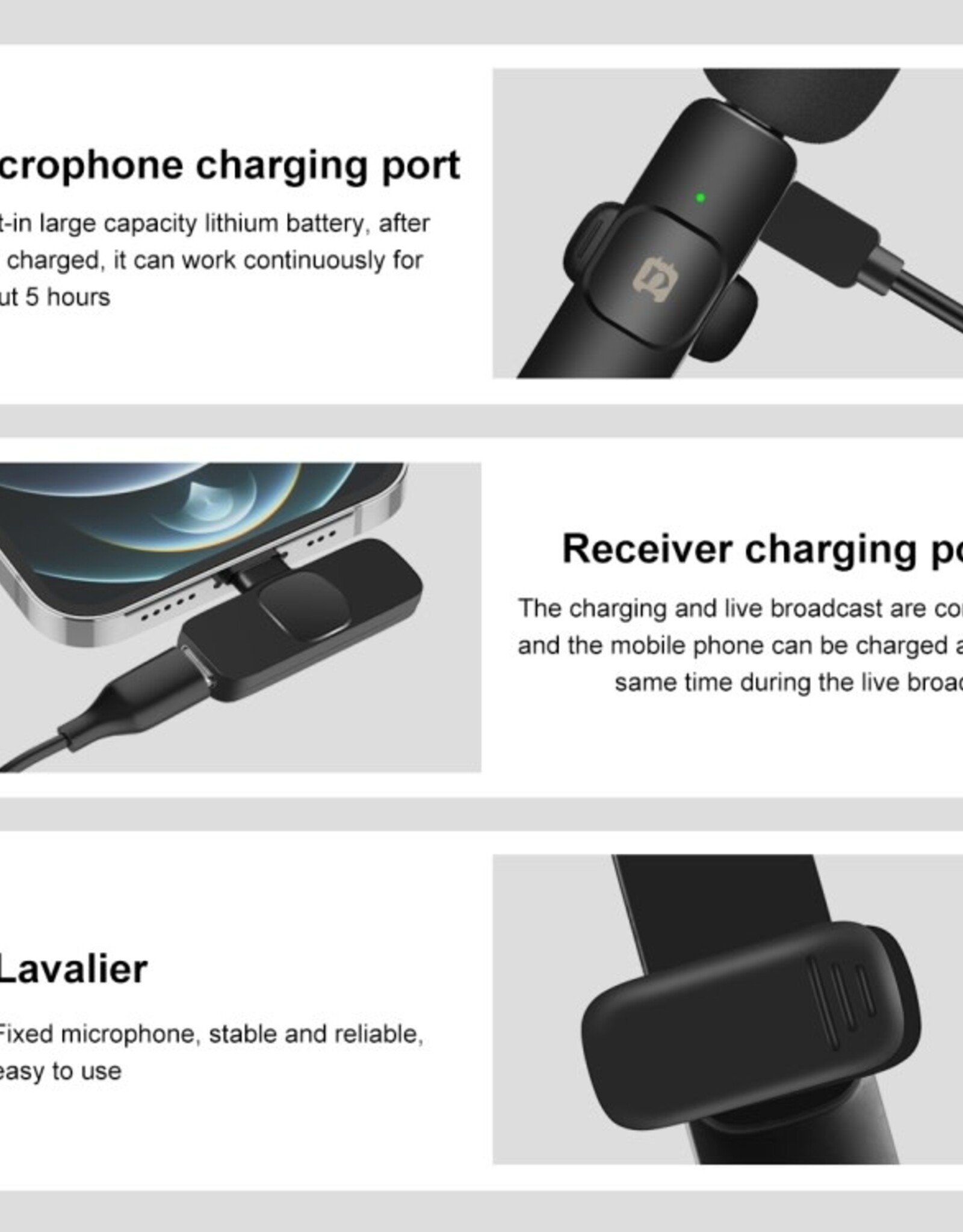 PULUZ Wireless Lavalier Noise Reduction Reverb Microphones for iPhone / iPad, 8-Pin Receiver and Dual Microphones