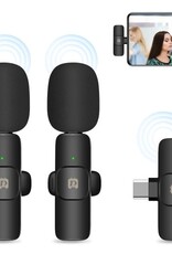 PULUZ Wireless Lavalier Noise Reduction Reverb Microphones for Type-C Phone, Type-C Receiver and Dual Microphones