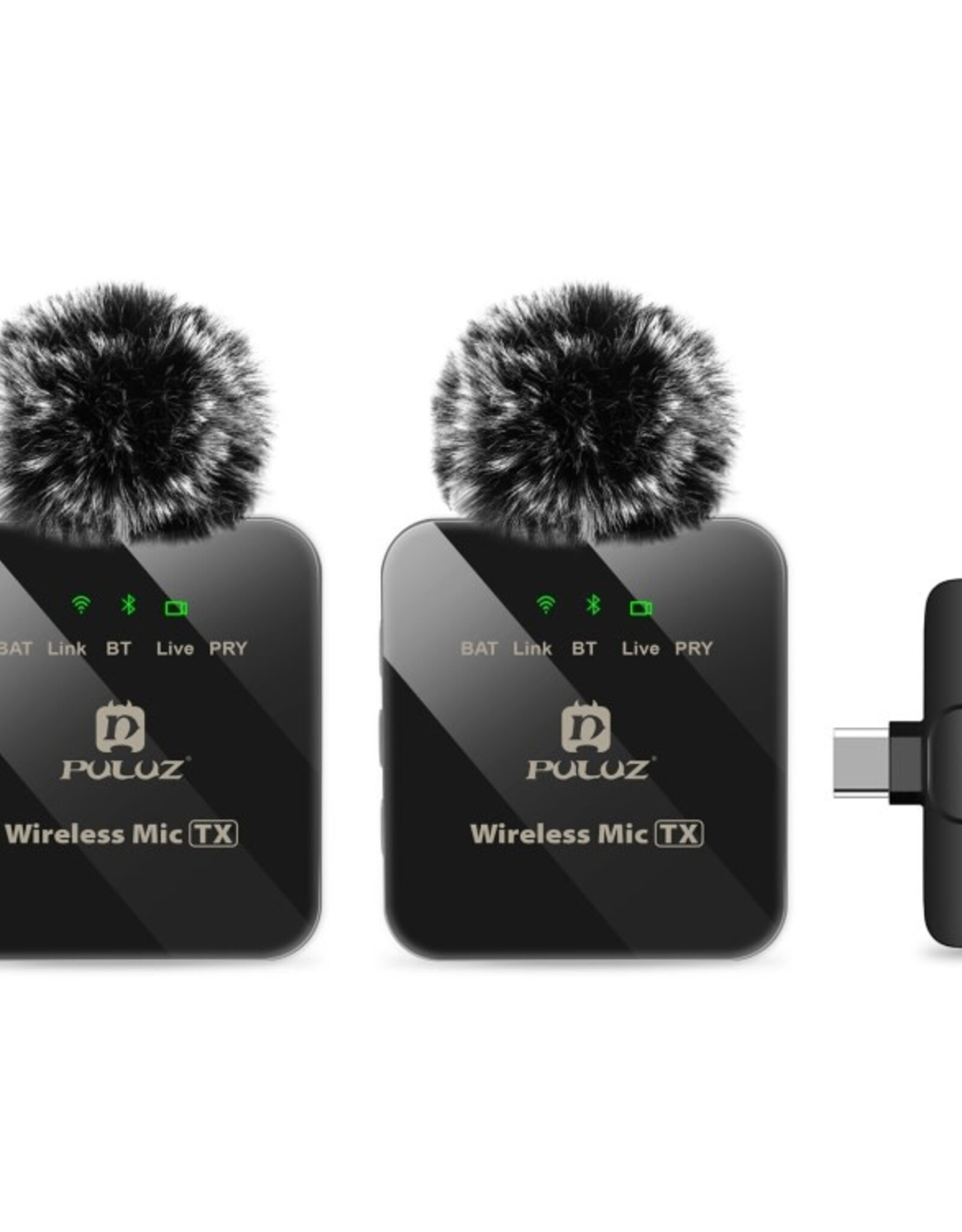 PULUZ Wireless Lavalier Microphone for Type-C Phone, Type-C Receiver and Dual Microphones