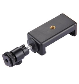 PULUZ 1/4 inch Hot Shoe Tripod Head + Tripod Stand Clamp for iPhone, Samsung, Huawei, HTC, 5.5cm - 8cm Width Smartphones