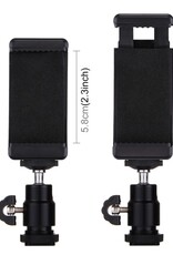 PULUZ 1/4 inch Hot Shoe Tripod Head + Tripod Stand Clamp for iPhone, Samsung, Huawei, HTC, 5.5cm - 8cm Width Smartphones