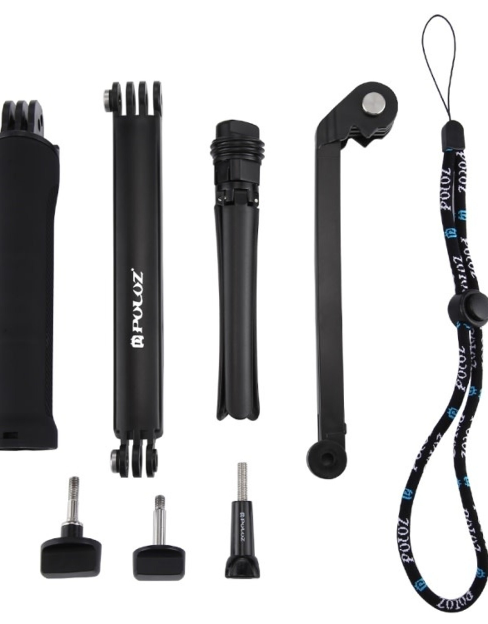 PULUZ 3-Way Grip Foldable Tripod Selfie-stick Extension Monopod for GoPro, Insta360 ONE R, DJI Osmo Action and Other Action Cameras, Length: 20-58cm