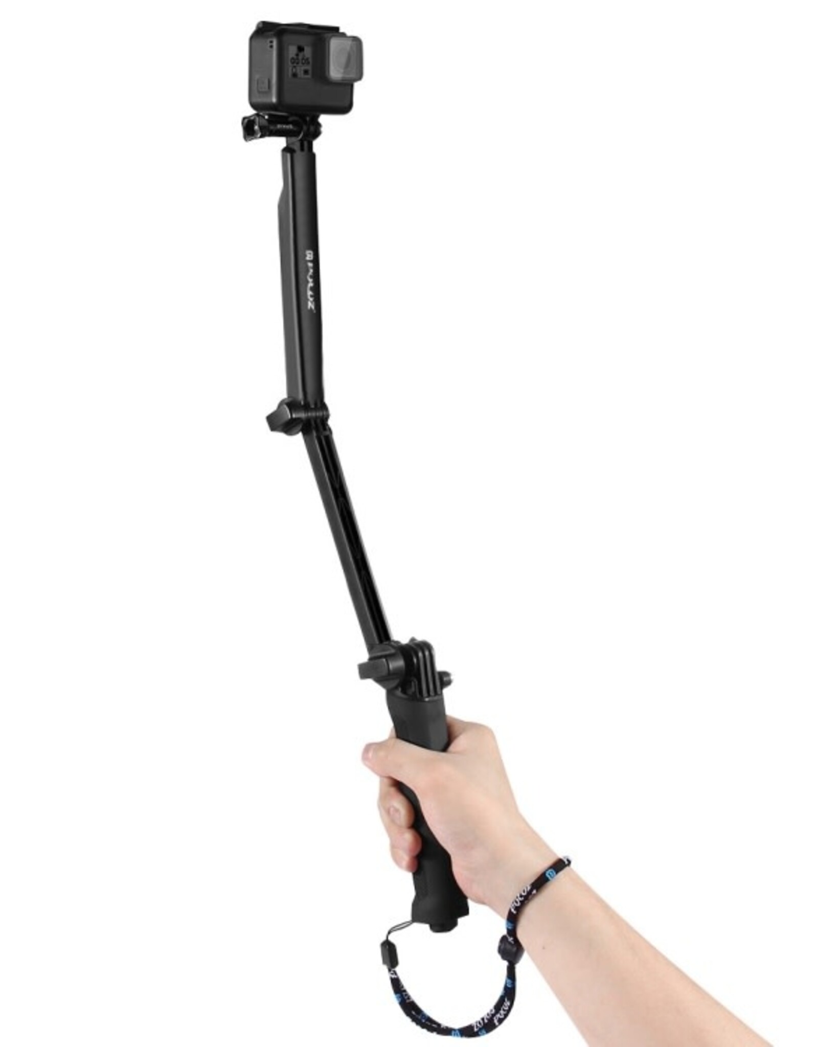 PULUZ 3-Way Grip Foldable Tripod Selfie-stick Extension Monopod for GoPro, Insta360 ONE R, DJI Osmo Action and Other Action Cameras, Length: 20-58cm