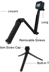 PULUZ 3-Way Grip Foldable Tripod Selfie-stick Extension Monopod for GoPro, Insta360 ONE R, DJI Osmo Action and Other Action Cameras, Length: 20-58cm