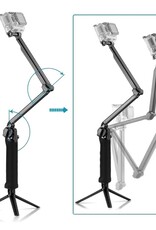 PULUZ 3-Way Grip Foldable Tripod Selfie-stick Extension Monopod for GoPro, Insta360 ONE R, DJI Osmo Action and Other Action Cameras, Length: 20-58cm