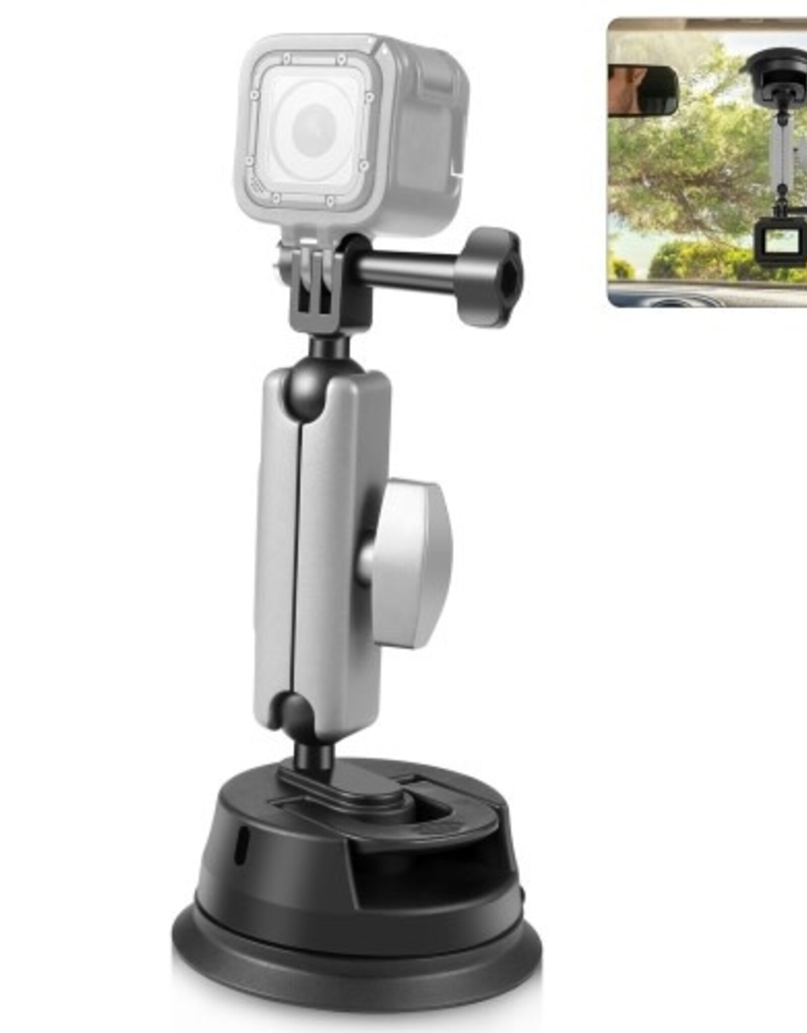 PULUZ Car Suction Cup Mount 360° Rotation Windshield & Window Camera Bracket for GoPro Hero 13 12 11 10 9 8 7 Insta360 X3/4/5 DJI Action Cameras