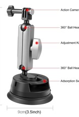PULUZ Car Suction Cup Mount 360° Rotation Windshield & Window Camera Bracket for GoPro Hero 13 12 11 10 9 8 7 Insta360 X3/4/5 DJI Action Cameras