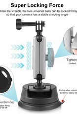 PULUZ Car Suction Cup Mount 360° Rotation Windshield & Window Camera Bracket for GoPro Hero 13 12 11 10 9 8 7 Insta360 X3/4/5 DJI Action Cameras