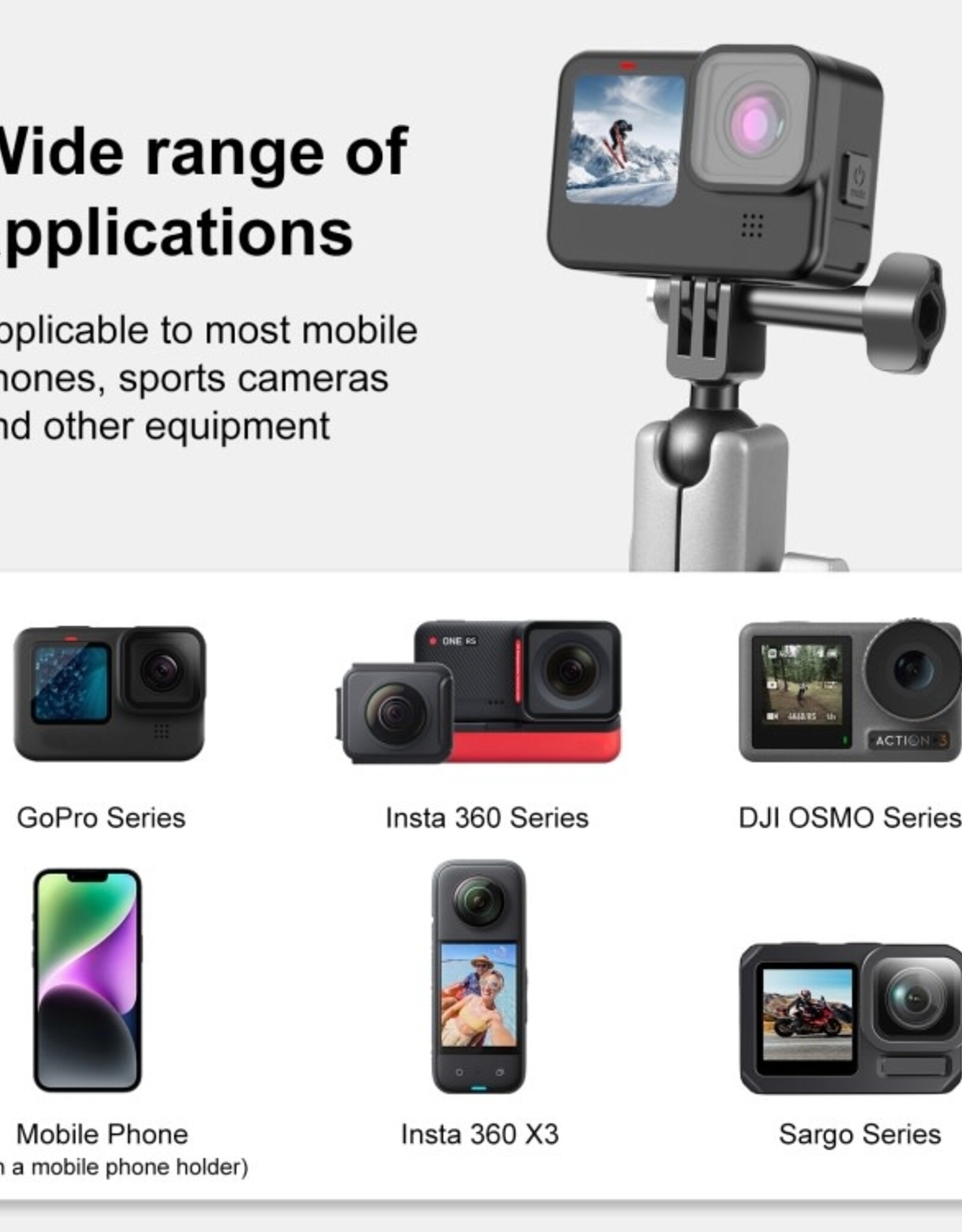 PULUZ Car Suction Cup Mount 360° Rotation Windshield & Window Camera Bracket for GoPro Hero 13 12 11 10 9 8 7 Insta360 X3/4/5 DJI Action Cameras