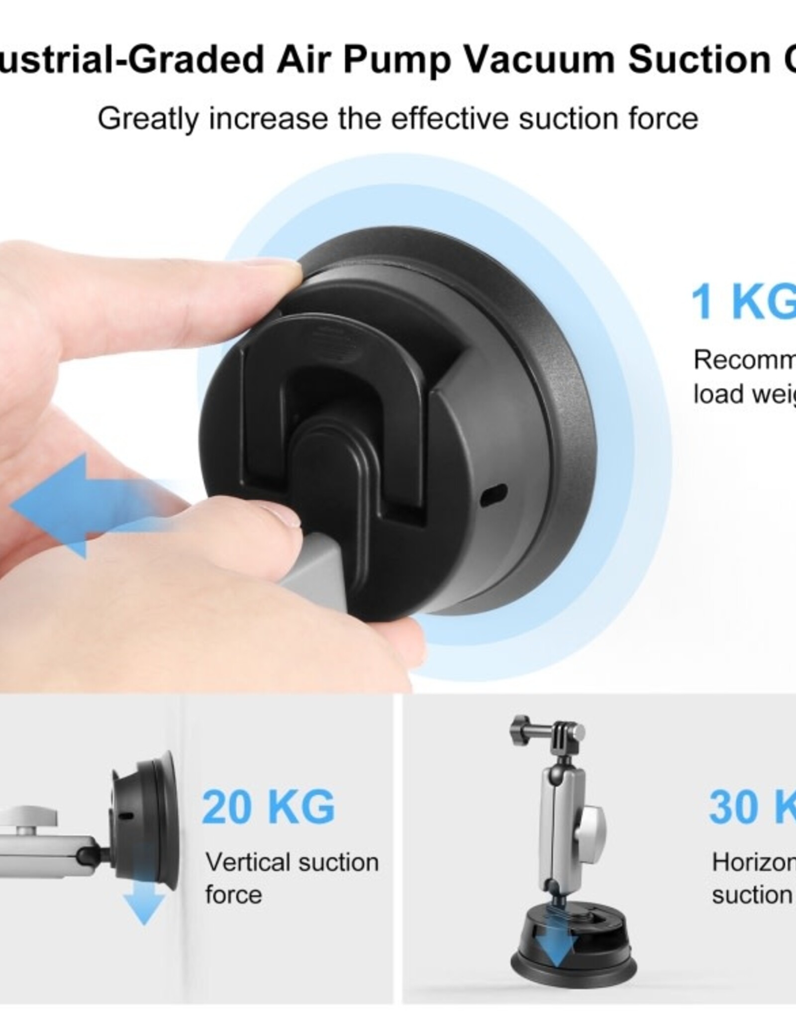 PULUZ Car Suction Cup Mount 360° Rotation Windshield & Window Camera Bracket for GoPro Hero 13 12 11 10 9 8 7 Insta360 X3/4/5 DJI Action Cameras