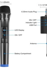 PULUZ UHF Wireless Dynamic Microphone with LED Display Black