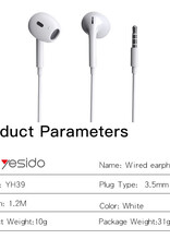 yesido earphones 3.5mm white YH39