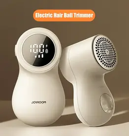 JOYROOM Hair Ball Trimmer Rechargeable Fabric Shaver Electric Lint Remover with LED Display for Clothes, Couch and Furniture - White