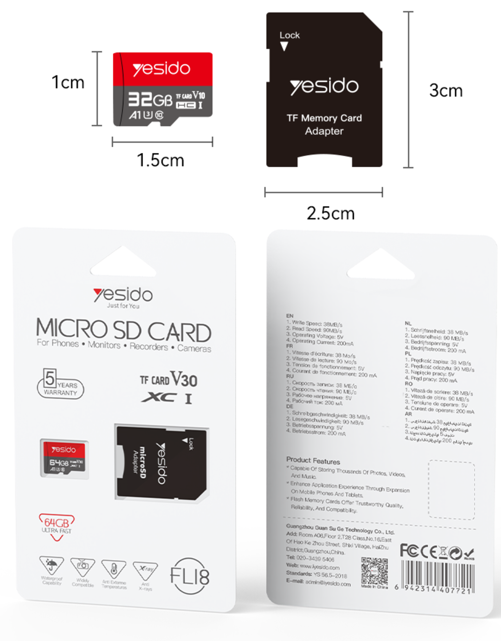 YESIDO Micro SD Card (32GB)