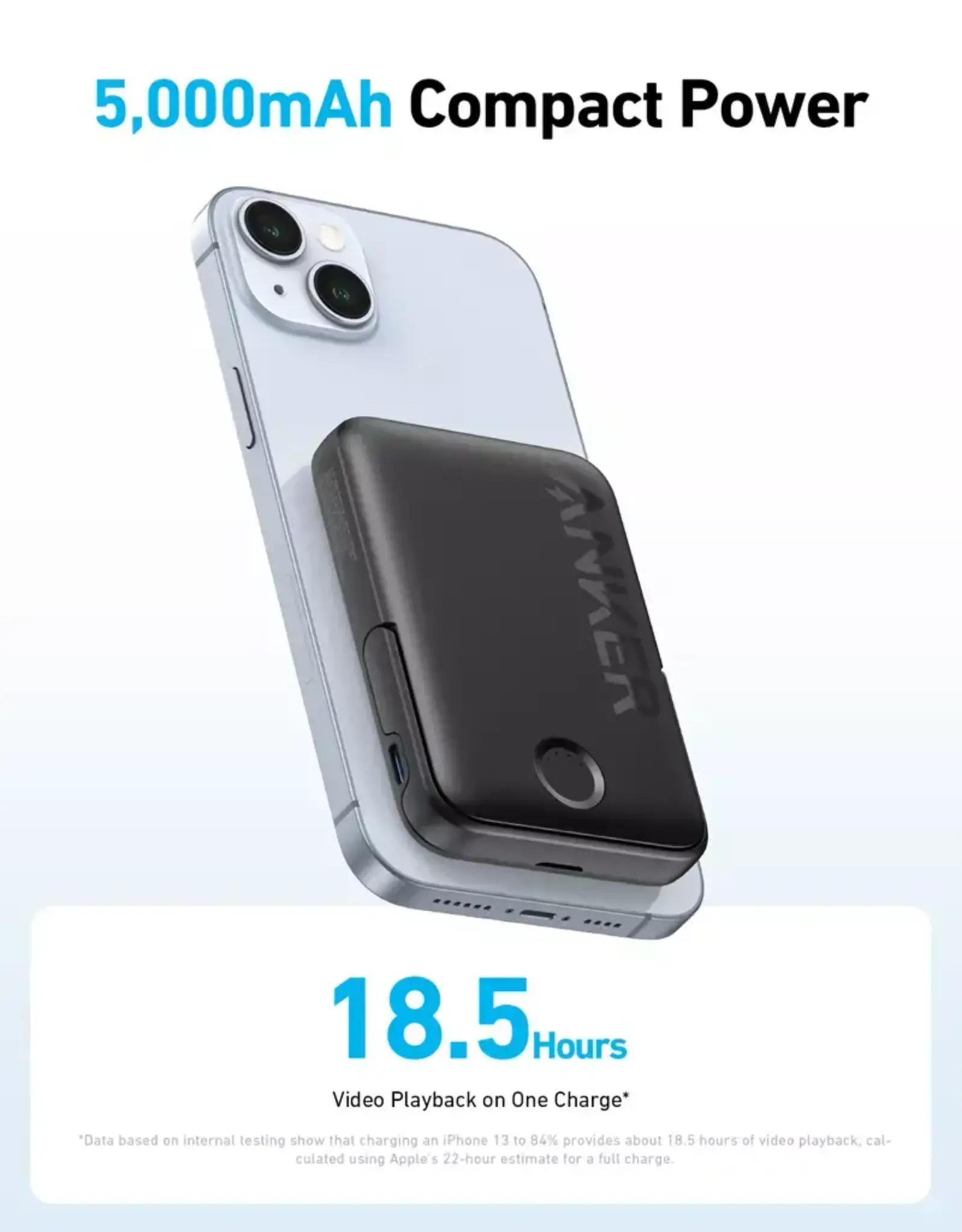 Anker 322 Mag-Go 5K mAh 7.5W Power Bank w/ Built-in Stand - Black