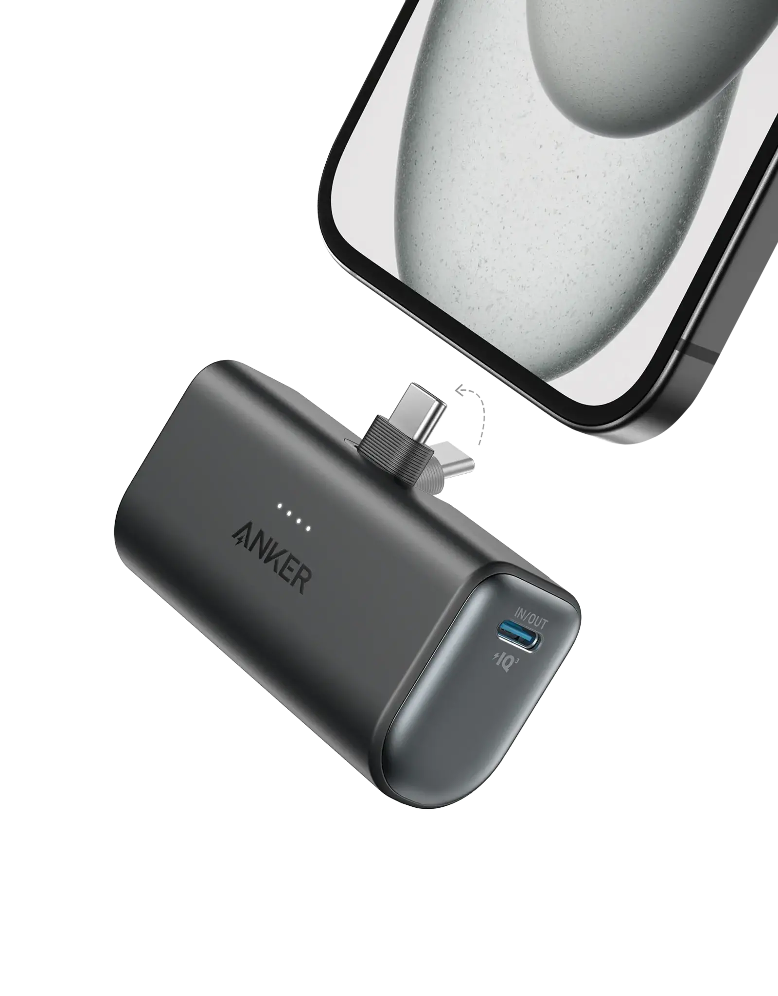 Anker Nano 22.5W Power Bank w/ Built-in Foldable USB-C Connector - Black