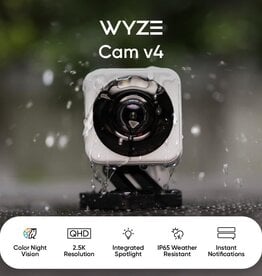 WYZE CAM V4 – 2.5K QHD WIFI INDOOR/OUTDOOR SMART SECURITY CAMERA – MOTION SPOTLIGHT & SIREN – COLOR NIGHT VISION – 2-WAY AUDIO – PET/BABY MONITOR – WORKS WITH ALEXA & GOOGLE