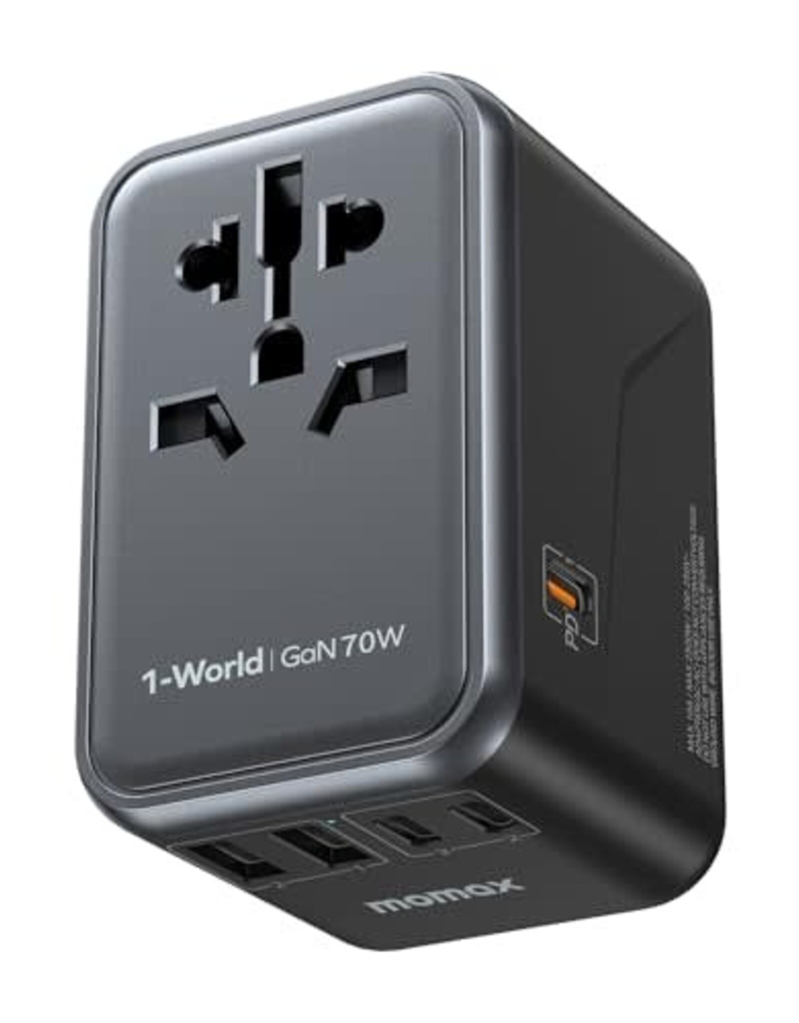 70W Warrior GaN Universal Adapter 1xUSB-C 1xUSB-A Cable