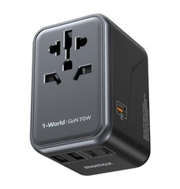 70W Warrior GaN Universal Adapter 1xUSB-C 1xUSB-A Cable