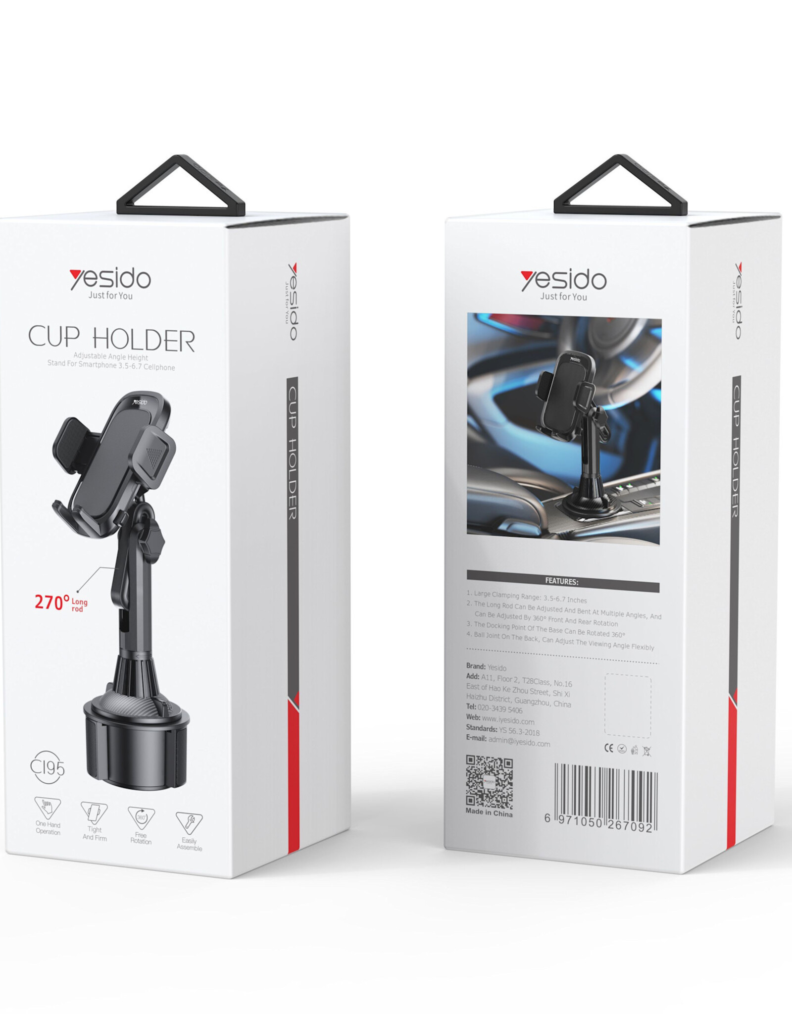 Yesido Dashboard Spring Cup Holder