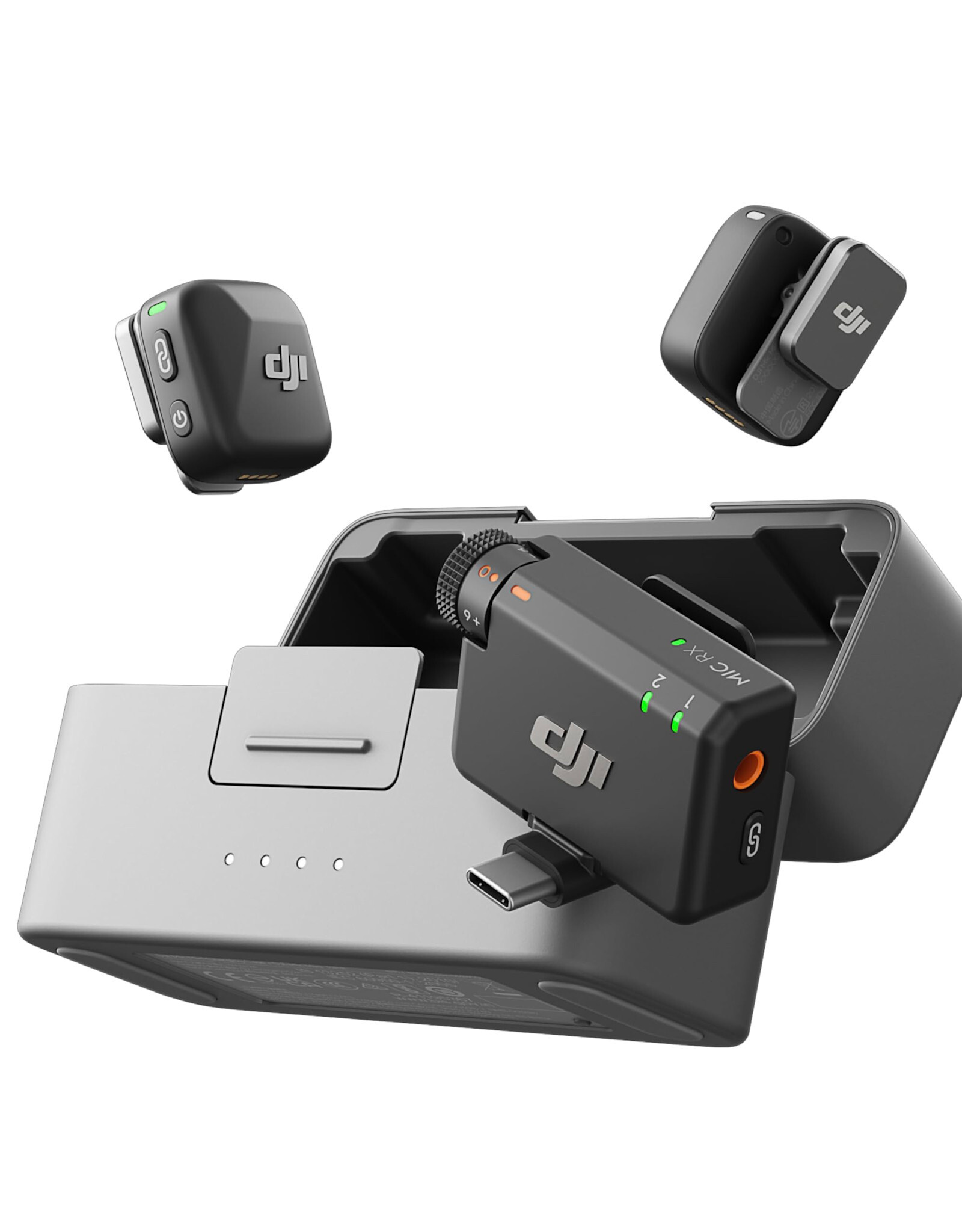 DJI Mic Mini (2 TX + 1 RX + Charging Case), Wireless Lavalier Microphone, Detail-Rich Audio, 48h Use, Noise Cancelling, Automatic Limiting, Bluetooth Microphone for Camera/iPhone/Android, Vlog
