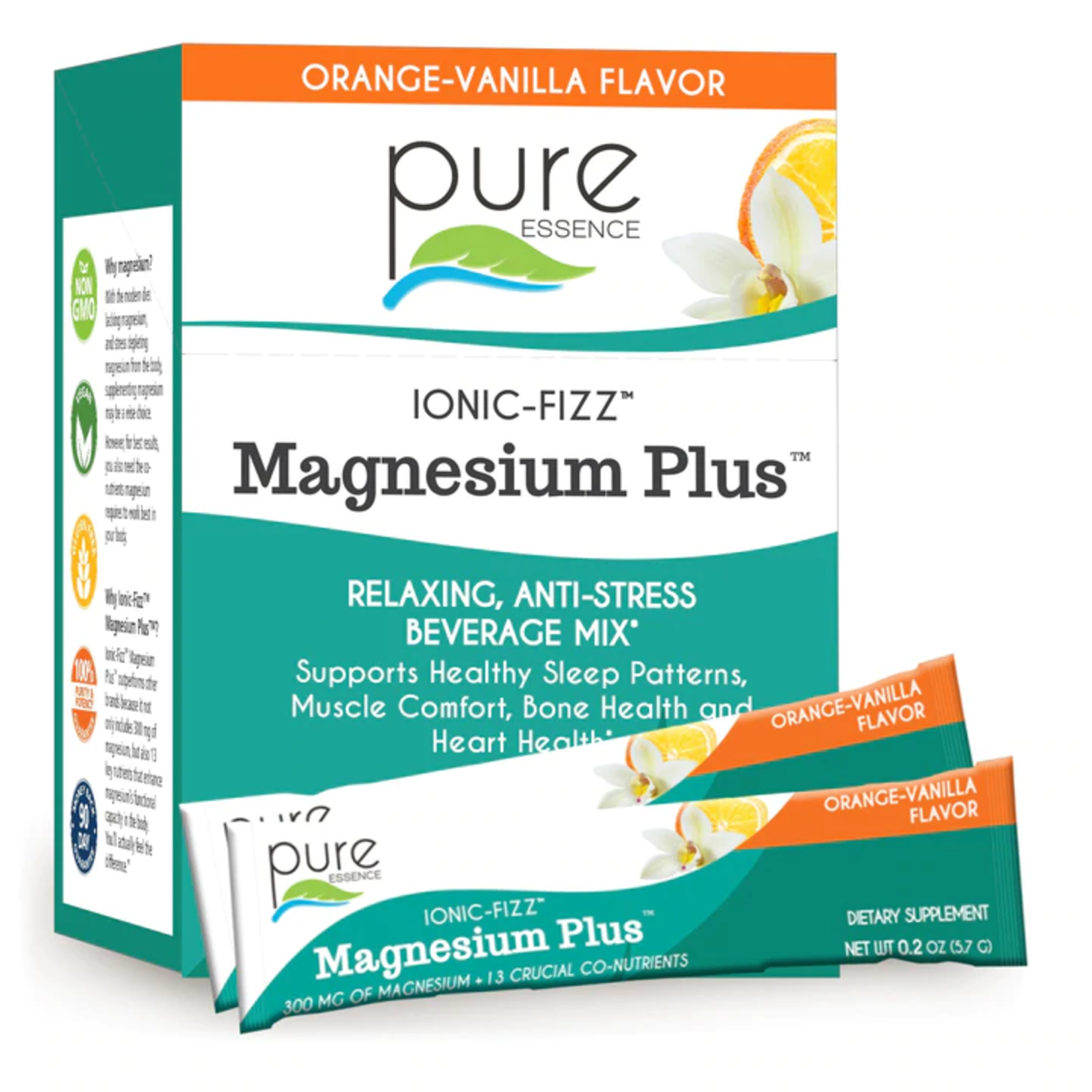 Pure Essence Ionic-Fizz Magnesium Plus Orange & Vanilla 30ct Box