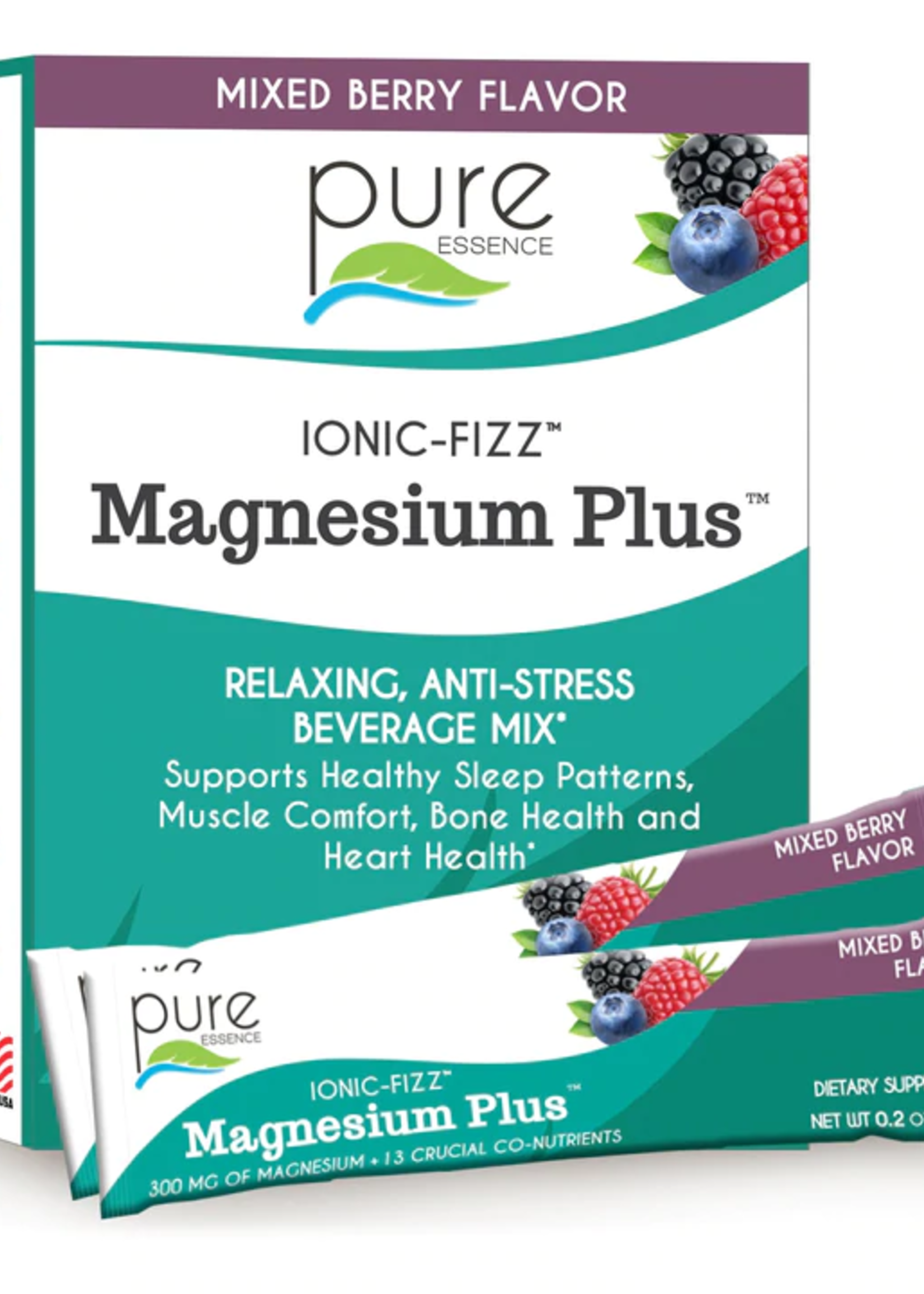 Pure Essence Ionic-Fizz Magnesium Plus Mixed Berry 30ct Box