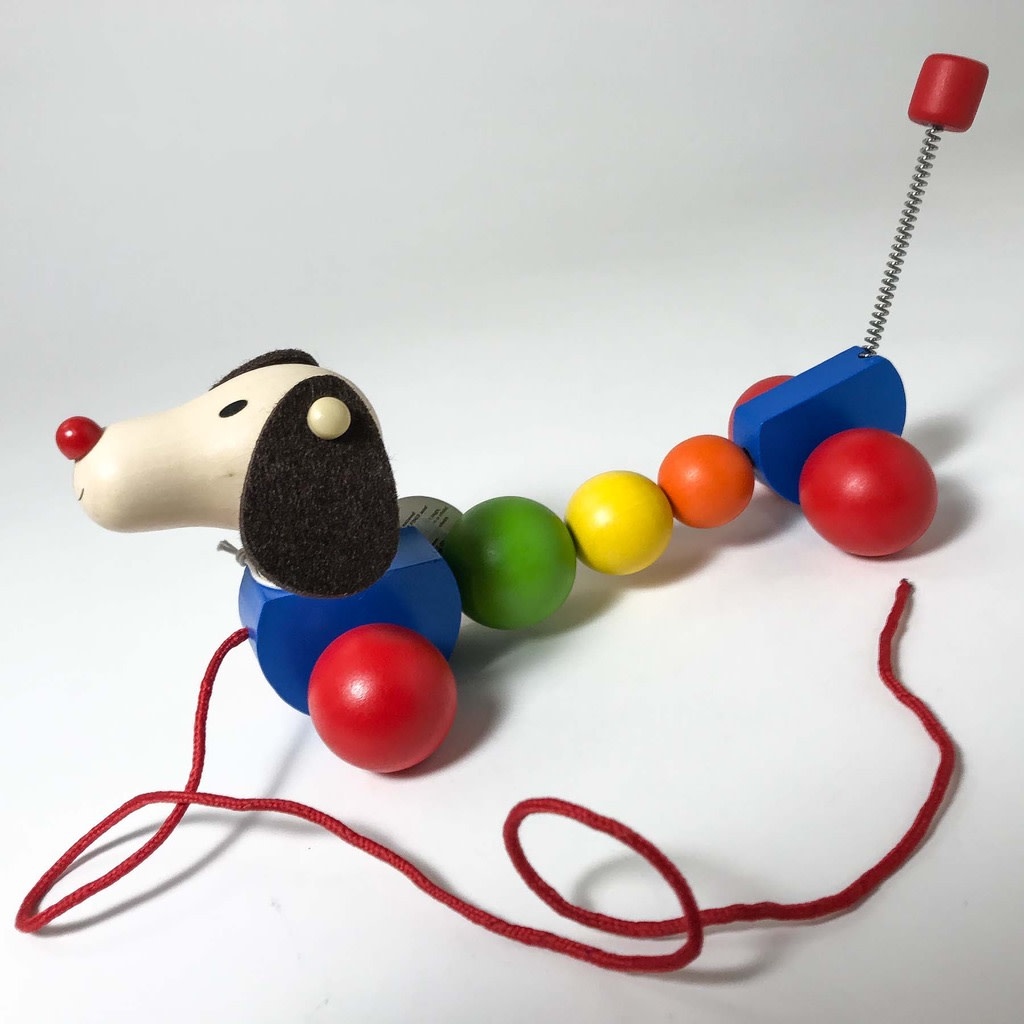 wooden dog pull toy
