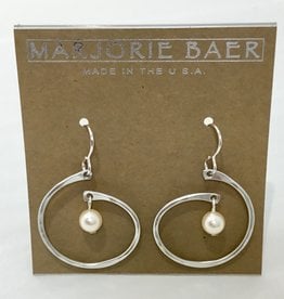 SILVER SPIRAL WHITE PEARL EARRING