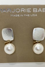 SQUARE SILVER WHITE PEARL DROP