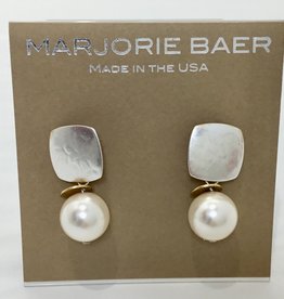 SQUARE SILVER WHITE PEARL DROP