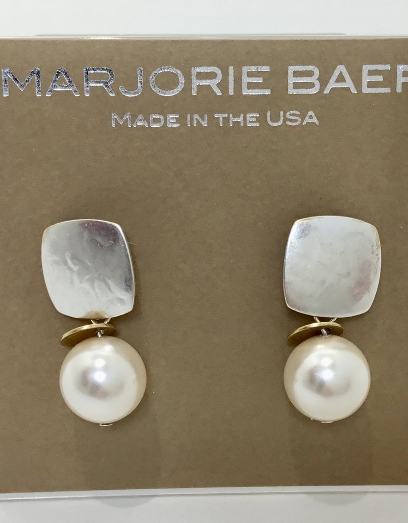 SQUARE SILVER WHITE PEARL DROP