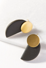INK + ALLOY BRASS AND BLACK POST EARRING