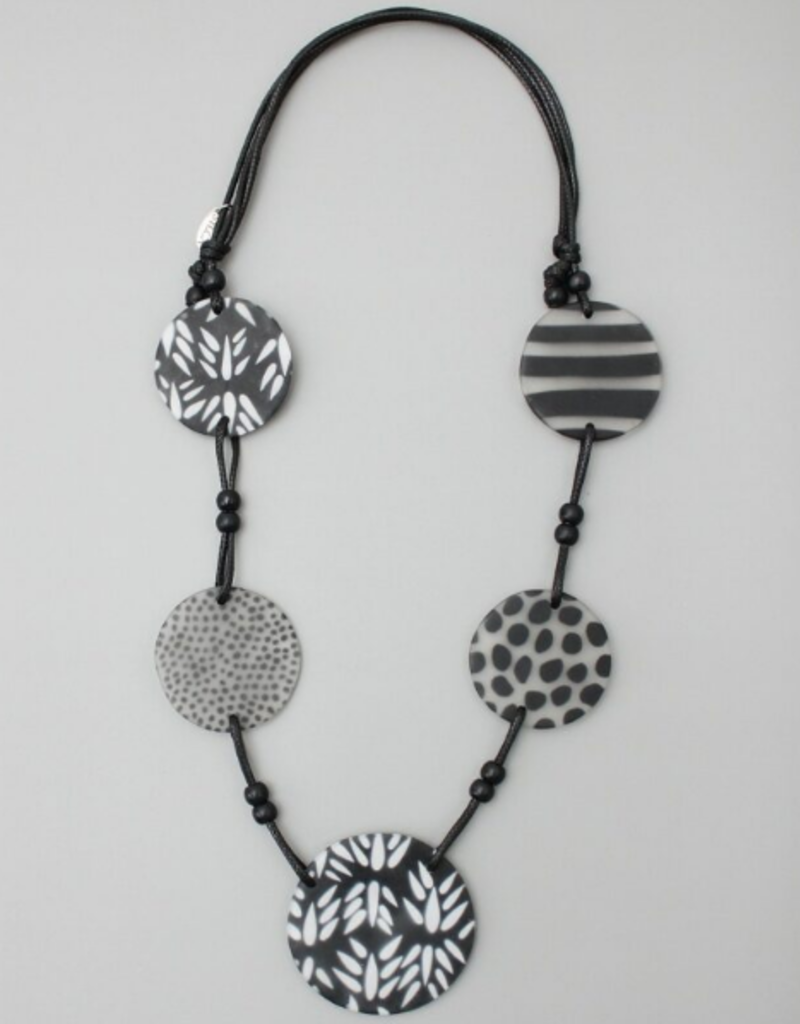 BLACK AND FROSTED MULTI DESIGN SHAY NECKLACE