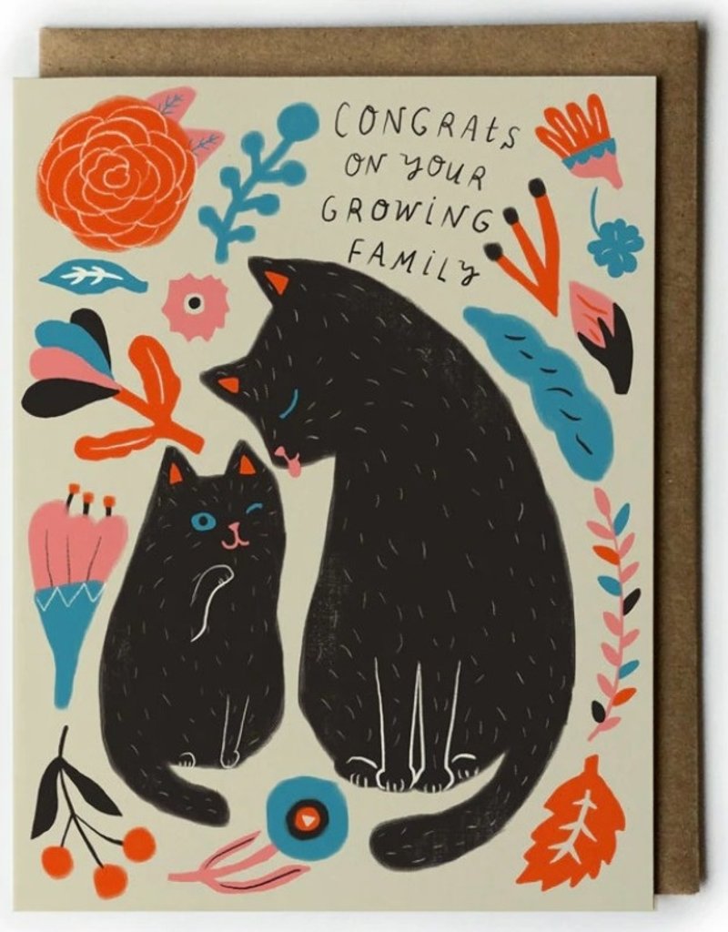 HONEYBERRY STUDIOS KITTY CONGRATS ON YOUR GROWING FAMILY BABY CARD