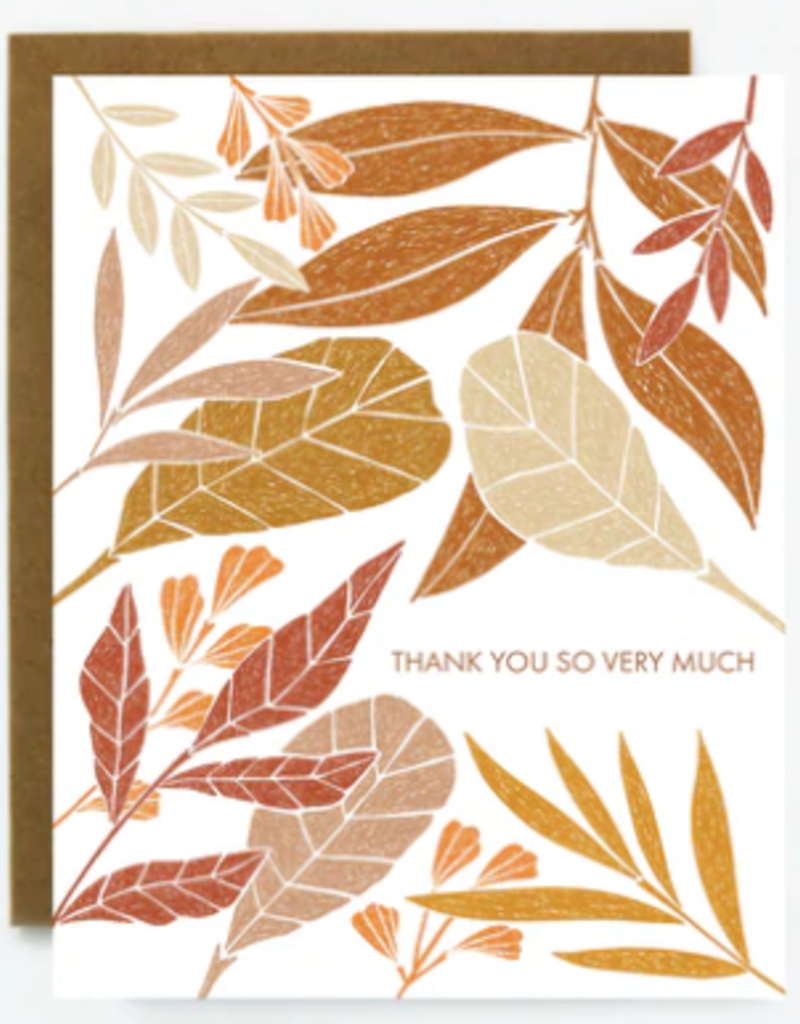 QUIET LINES DESIGN WARM LEAVES THANK YOU CARD