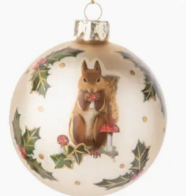 GLASS BALL ORNAMENT WITH SQUIRREL