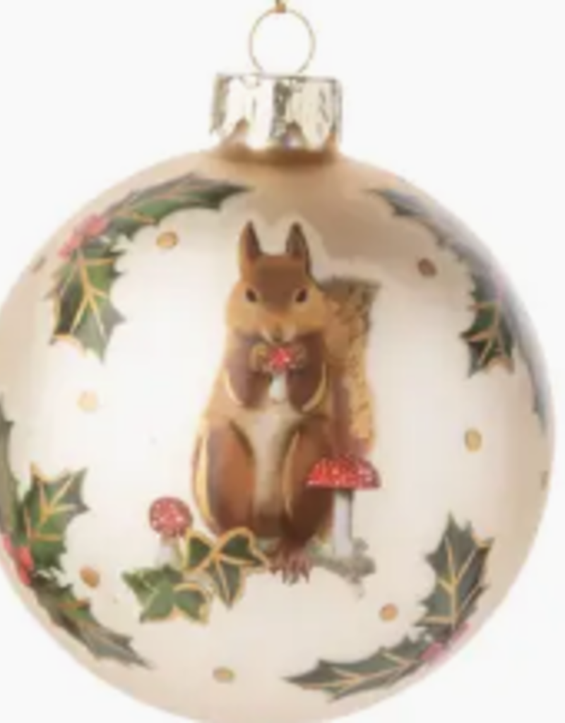 GLASS BALL ORNAMENT WITH SQUIRREL