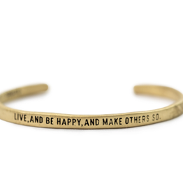 LIVE AND BE HAPPY BRASS CUFF