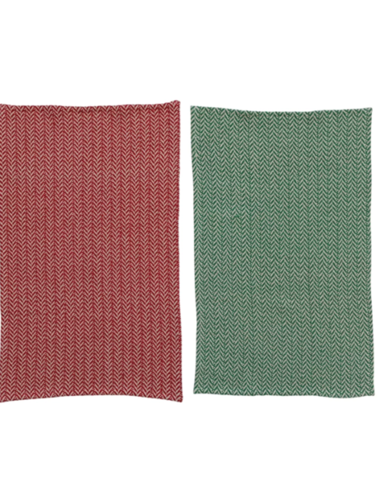 Herringbone Towels - Red