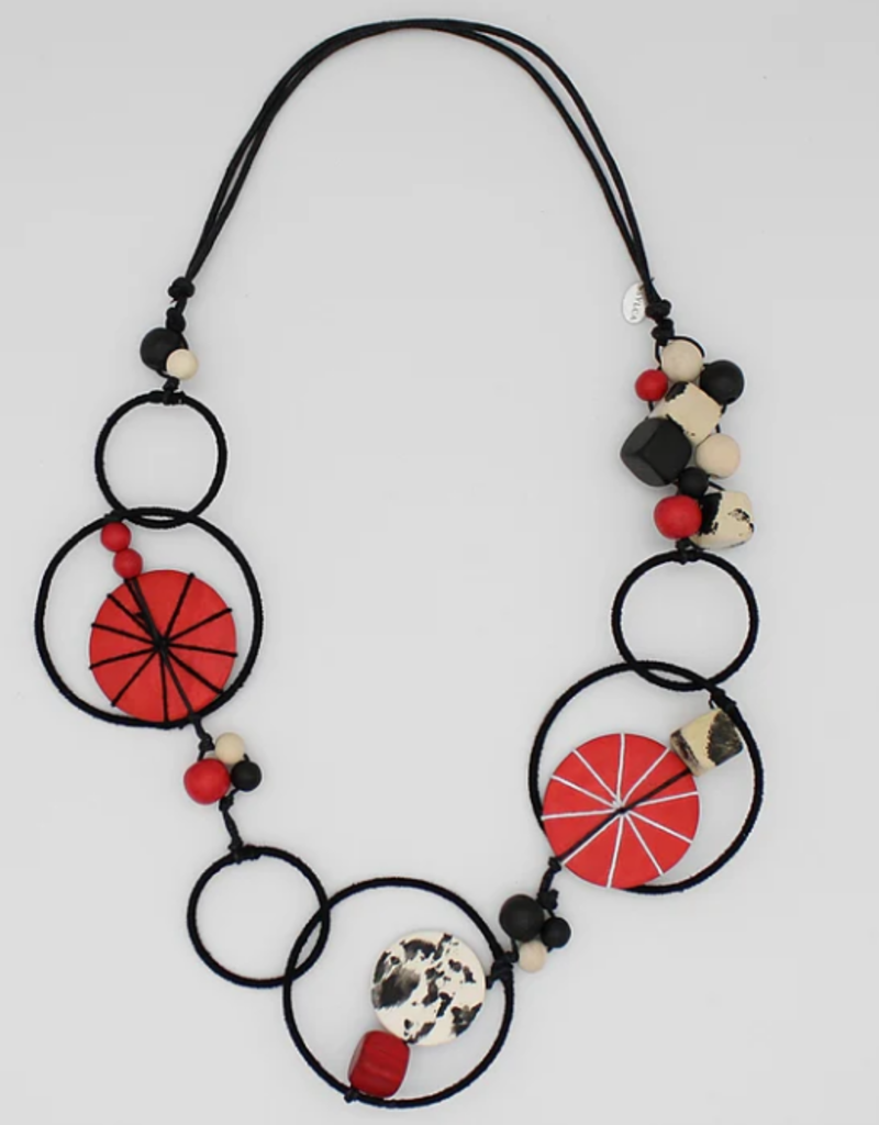 RED HAYDEN DISK NECKLACE
