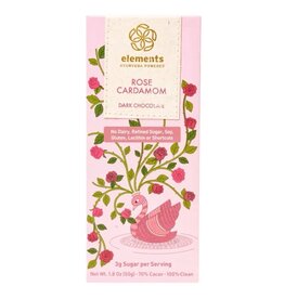 ELEMENTS TRUFFLES ROSE CARDAMOM 70% DARK CHOCOLATE BAR