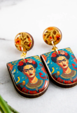 BRIGHT FRIDA KAHLO DROP POST EARRINGS