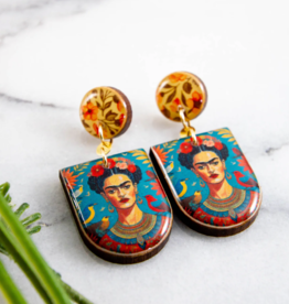 BRIGHT FRIDA KAHLO DROP POST EARRINGS